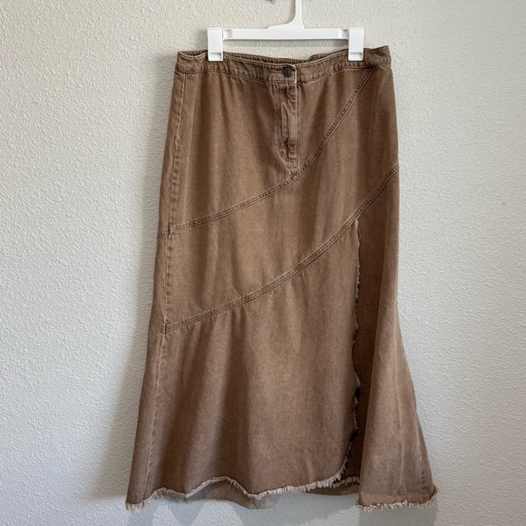 Vintage Y2K Skirt Women 18 Tan Maxi Rodeo Fairy Boho Layered Western Boho - Picture 1 of 9